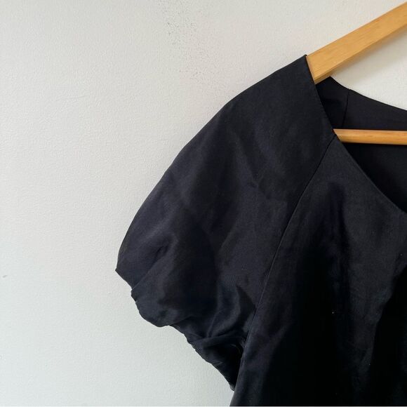 WHBM White House Black Market Black 100% Silk Scoop Neck Blouse - Picture 5 of 7